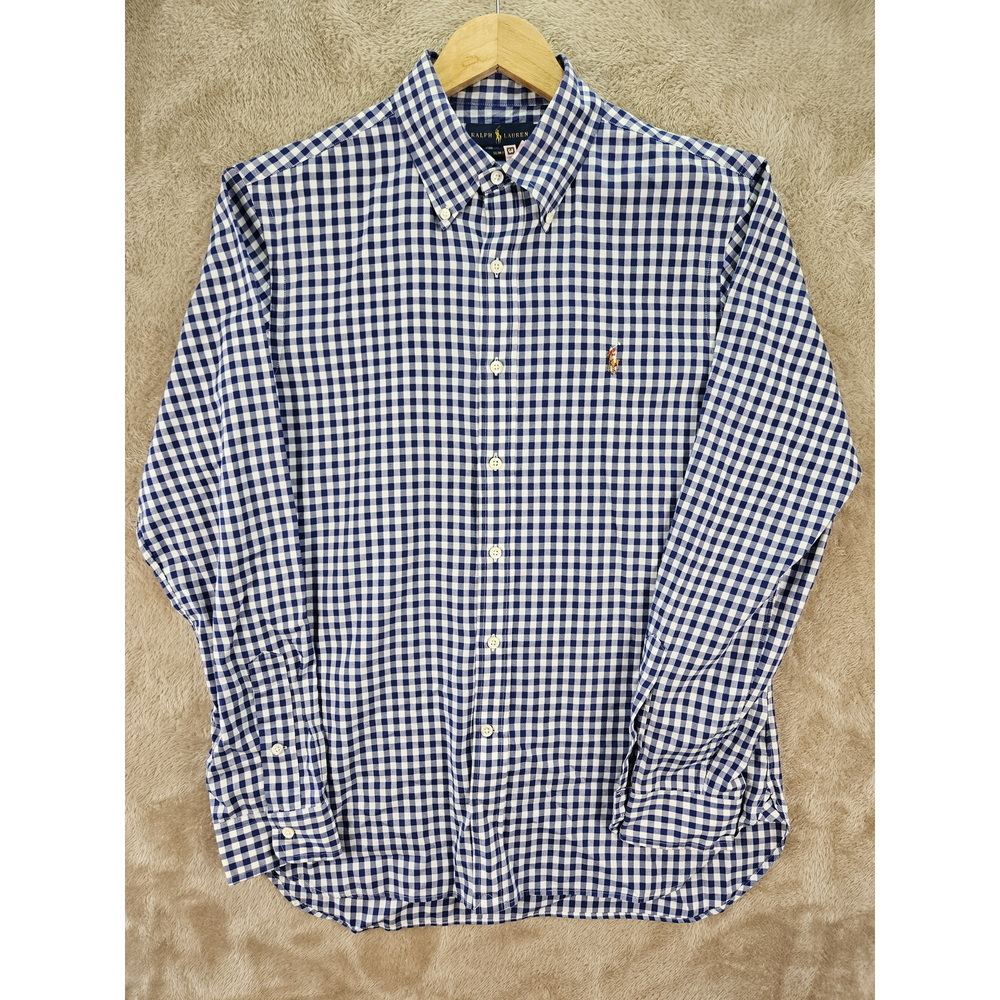Ralph Lauren Slim Fit Gingham Oxford Shirt Plaid 100% Cotton Dress Shirt - Picture 4 of 10